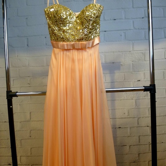 La Femme Beaded Top Strapless Gown - Picture 4 of 8